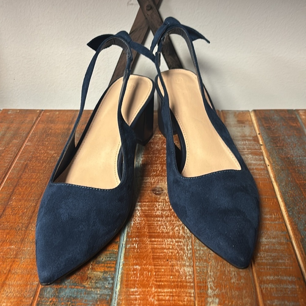 Elegant Blue Suede Women's Dress Shoes